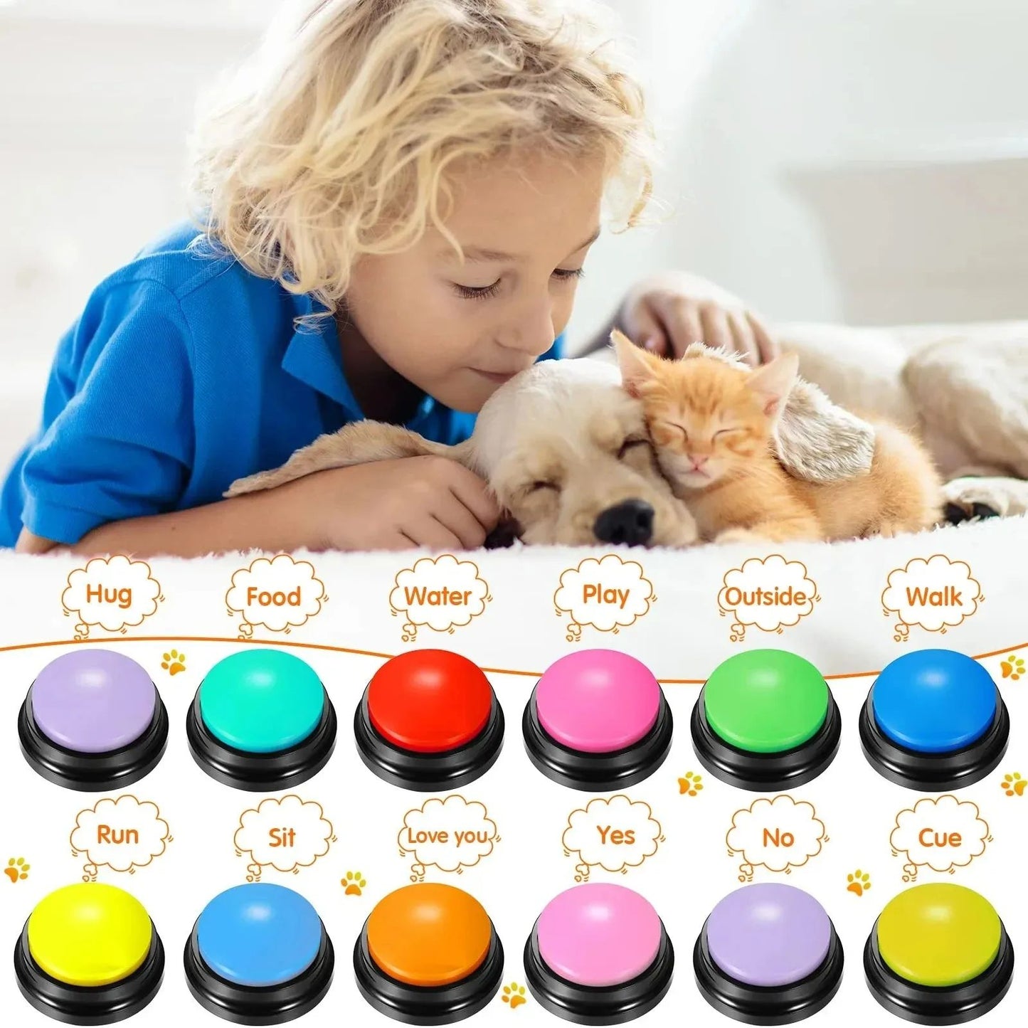 Dog Communication Buttons Voice Recording Training Buzzer For Talking Pets 4