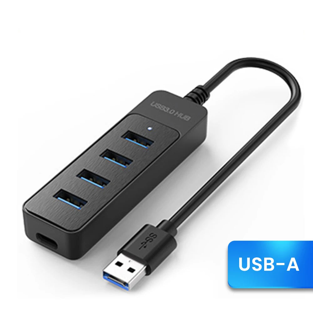 4 Port USB Hub Multi, USB 3.0 Power Adapter, Type C Hub Extender