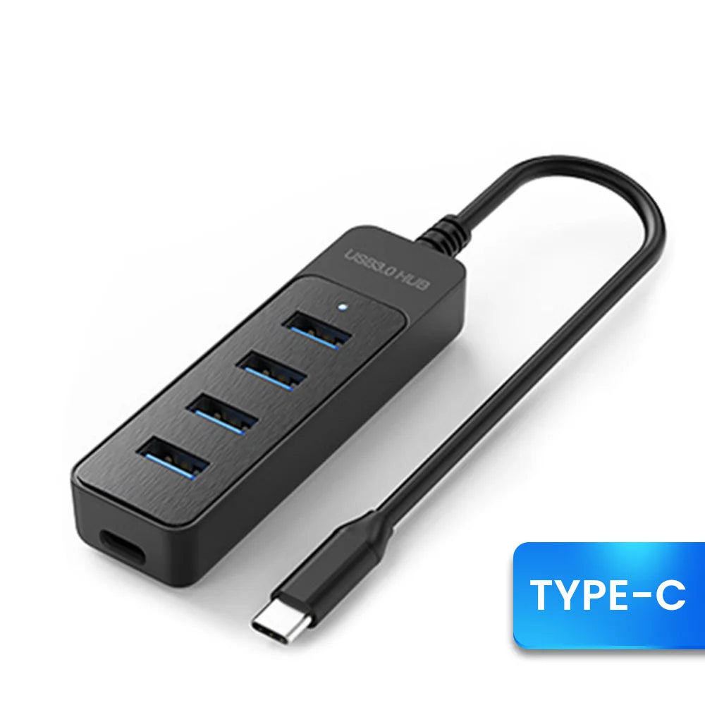 4 Port USB Hub Multi USB 30 Power Adapter Type C Hub Extender 6