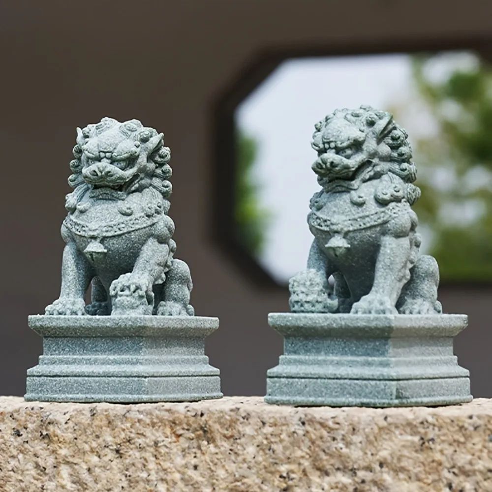 Imperial Harmony Guardian Lion Statues – Feng Shui Protection & Decorative Foo Dog Pair