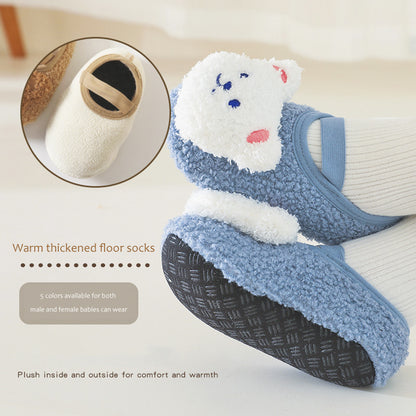 Newborn Cartoon Bear Shoes Plush Winter Soft Soled Infant Walkers 1