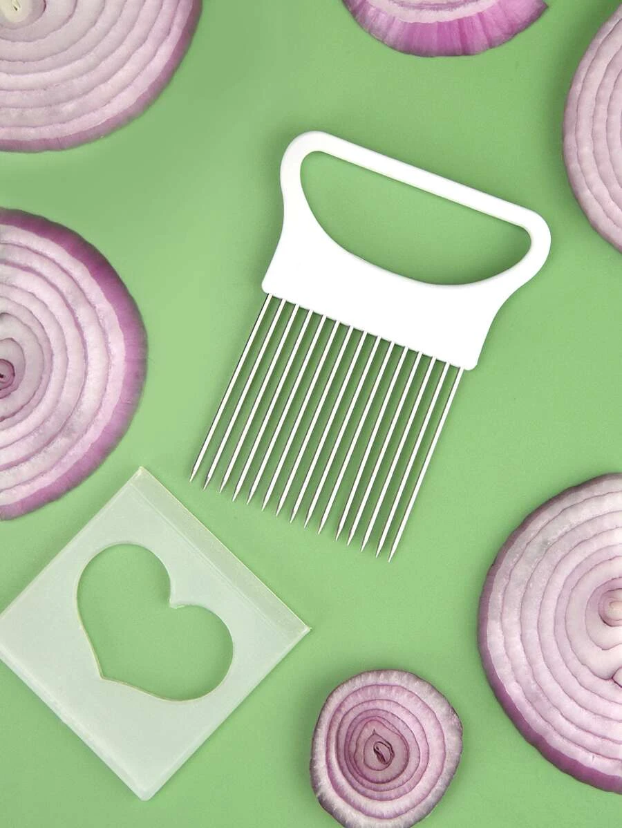 Colorful Onion Slicer Kitchen Tool Stainless Steel Potato Chip Holder Effortlessly Slice Onions 3