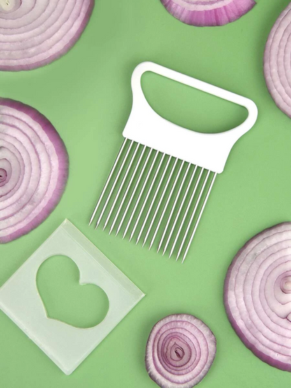 Colorful Onion Slicer Kitchen Tool Stainless Steel Potato Chip Holder Effortlessly Slice Onions 3