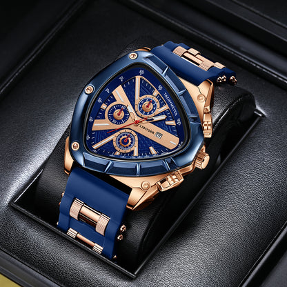 High Quality Silicone Strap Watch, Unique Sports Men Auto Date Quartz Wristwatch, New Design Gift for Him