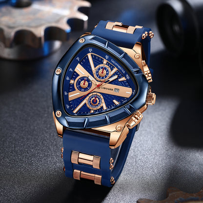 High Quality Silicone Strap Watch Unique Sports Men Auto Date Quartz Wristwatch New Design Gift For 5