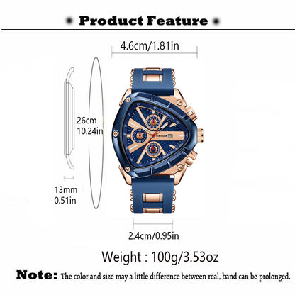 High Quality Silicone Strap Watch Unique Sports Men Auto Date Quartz Wristwatch New Design Gift For 8