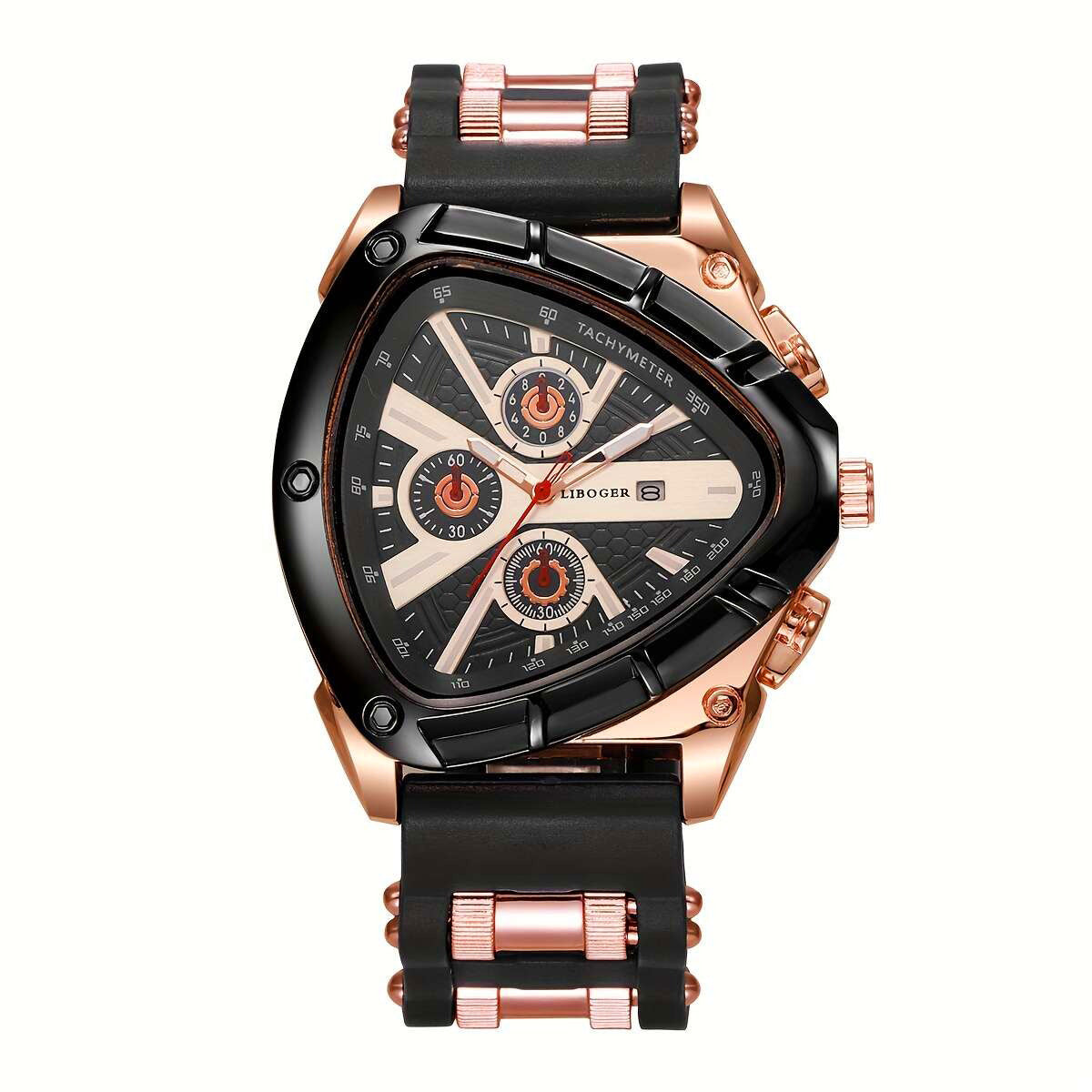 High Quality Silicone Strap Watch Unique Sports Men Auto Date Quartz Wristwatch New Design Gift For 2