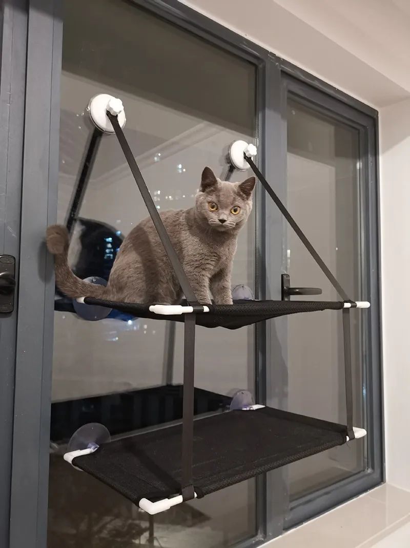 Cat Hammock Window Bed Hanging Sunny Seat With Strong Suction Cups Double Decker Design 16