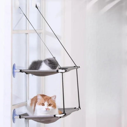 Cat Hammock Window Bed Hanging Sunny Seat With Strong Suction Cups Double Decker Design 8