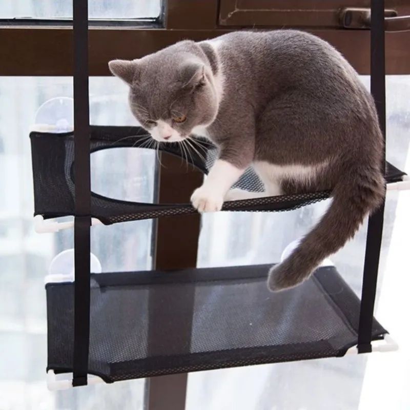 Cat Hammock Window Bed Hanging Sunny Seat With Strong Suction Cups Double Decker Design 9