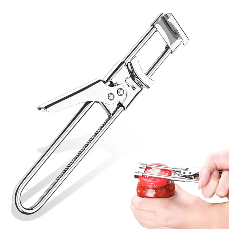 Heavy Duty Stainless Steel Adjustable Can Opener, Labor Saving Multi Function, Easy Grip Kitchen Accessory