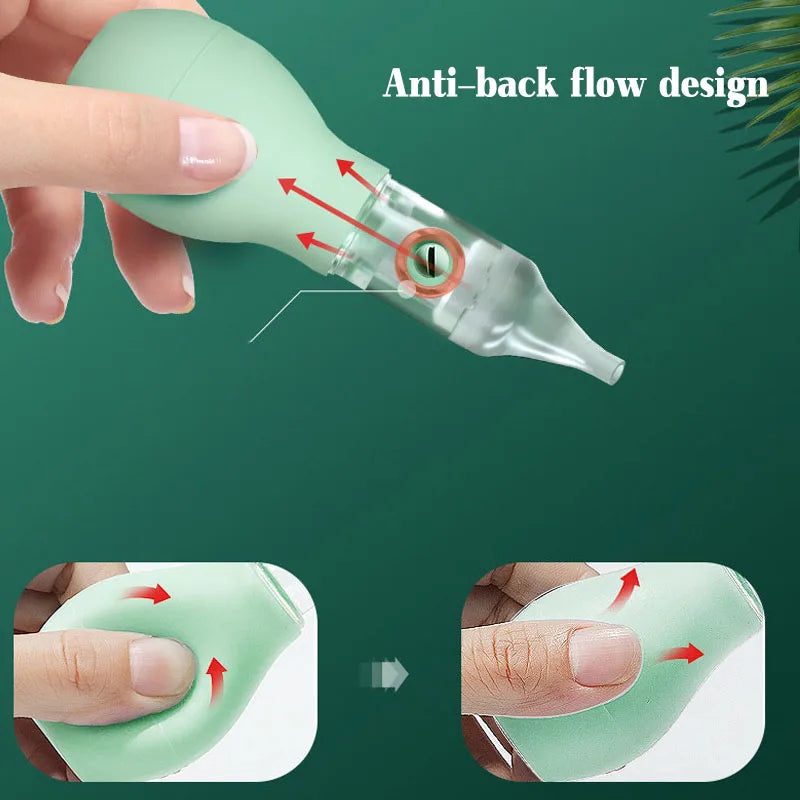 New Born Soft Nasal Aspirator Silicone Baby Vacuum Nose Cleaner AntiBack Flow Safety Tool 3