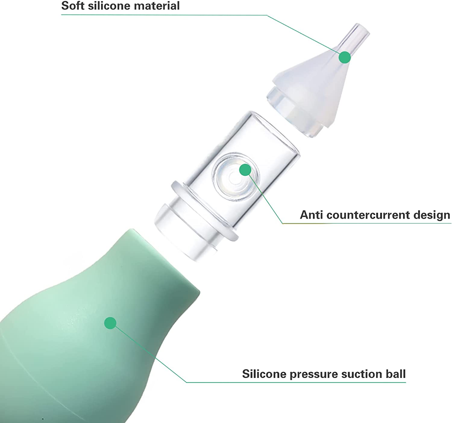 New Born Soft Nasal Aspirator Silicone Baby Vacuum Nose Cleaner AntiBack Flow Safety Tool 4