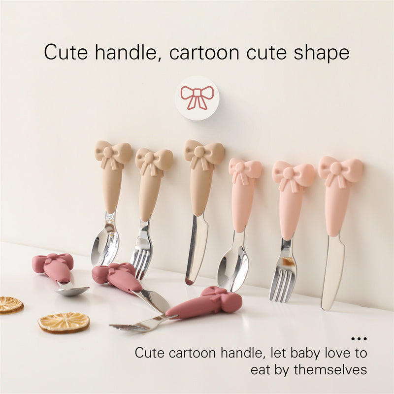 Nonslip Silicone Baby Tableware Set Bowl Fork Plate Spoon 1
