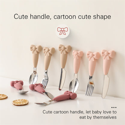 Nonslip Silicone Baby Tableware Set Bowl Fork Plate Spoon 1