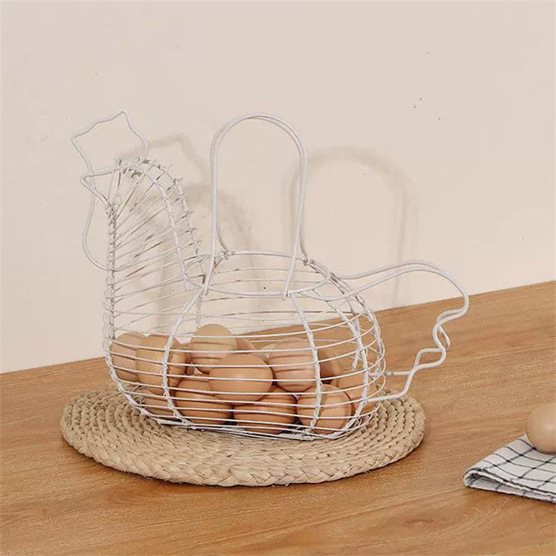 Iron Art Egg Storage Basket Chicken Shaped Organizer For Fruits Vegetables And Kitchen Storage 1
