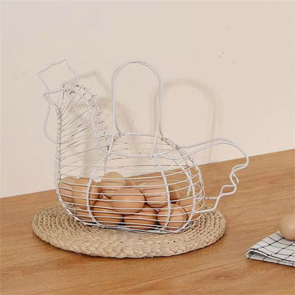Iron Art Egg Storage Basket Chicken Shaped Organizer For Fruits Vegetables And Kitchen Storage 1
