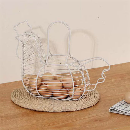 Iron Art Egg Storage Basket Chicken Shaped Organizer For Fruits Vegetables And Kitchen Storage 3