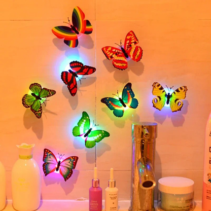 Colorful Butterfly Night Light, Funny Glowing LED Stickable Wall Lights, DIY Creative Home Decor