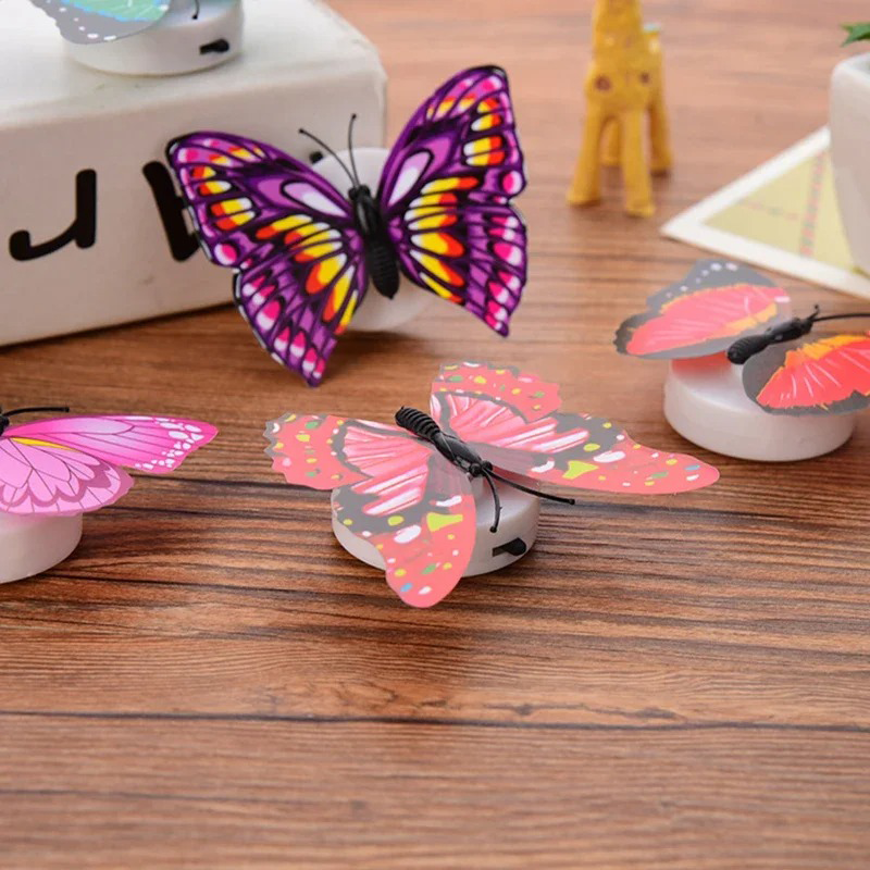 Colorful Butterfly Night Light, Funny Glowing LED Stickable Wall Lights, DIY Creative Home Decor