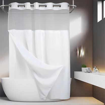 Double Layer Waterproof Shower Curtain with Large Ring, Hooks and Snapin Liner for Bathroom Decor