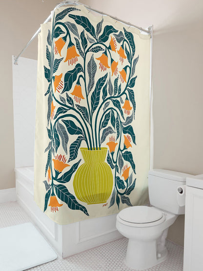 Elegant Floral Bouquet Shower Curtain, Eco-Friendly Fabric for Nature-Inspired Bathroom Decor, Non-Toxic, Spring Vibes