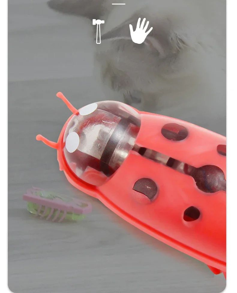 Mini Electric Ladybug Cat Toy Interactive Walking Insect Pet Toy 12