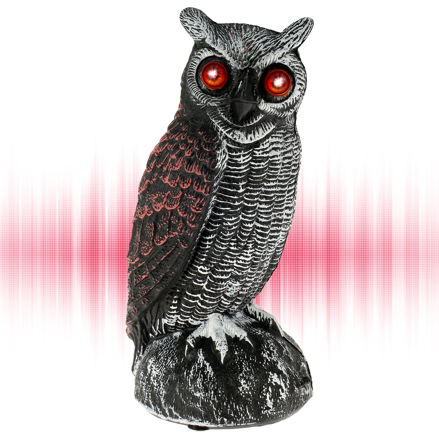 Waterproof Garden Fake Owl Deterrent, New Solar Owl Scare Bird Control, Emits Scary Sound and Eyes Light