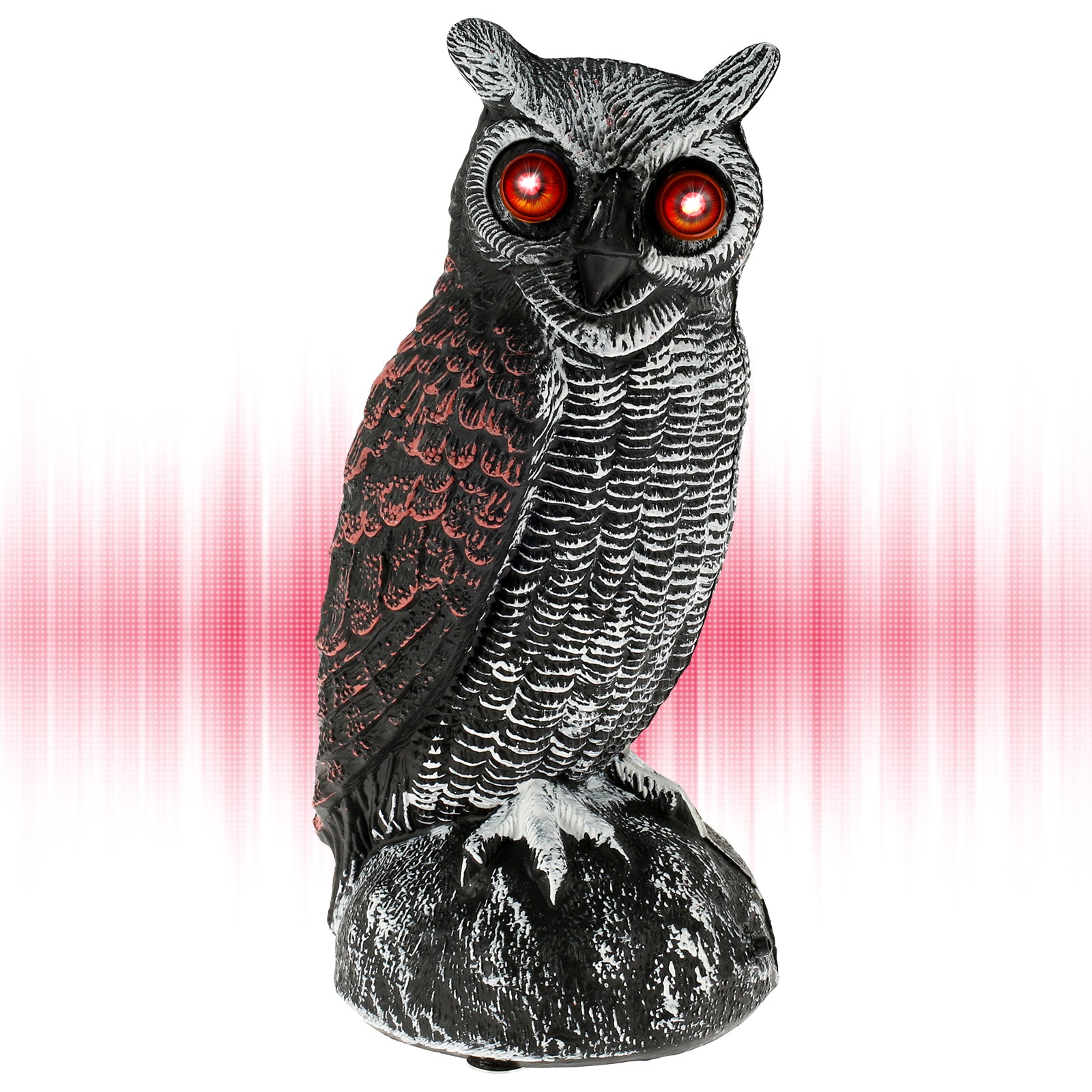 Waterproof Garden Fake Owl Deterrent, New Solar Owl Scare Bird Control, Emits Scary Sound and Eyes Light