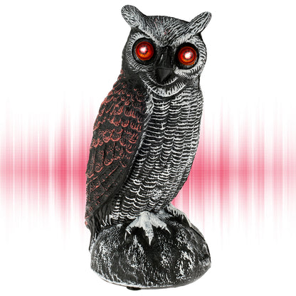 Waterproof Garden Fake Owl Deterrent, New Solar Owl Scare Bird Control, Emits Scary Sound and Eyes Light