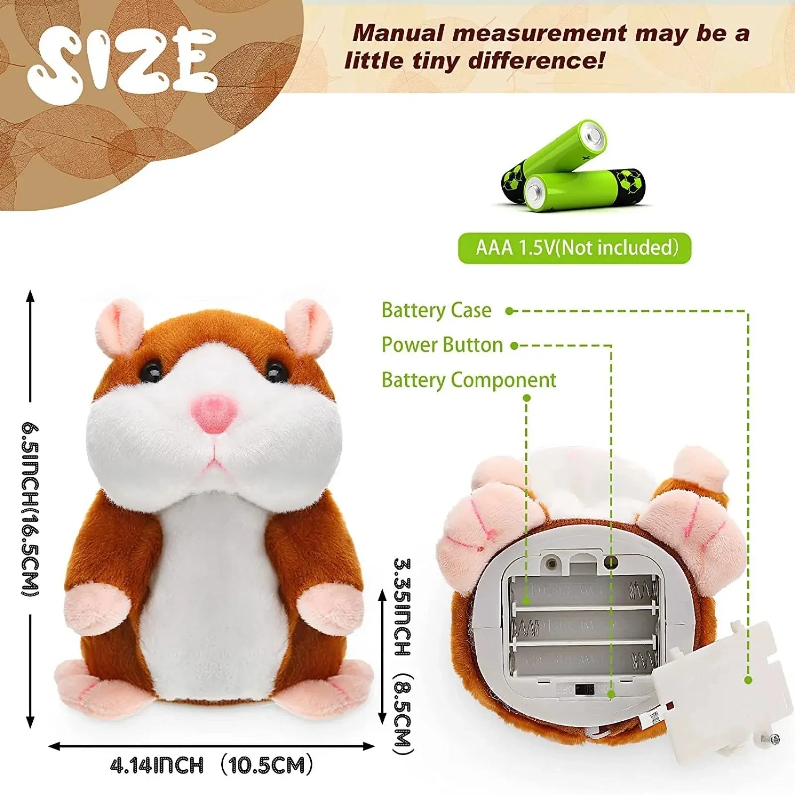 Hamster Doll Soothing Crying Baby Toy, Learn To Imitate Talking Little Hamster, Animal Plush Funny Toy Talking Nod Gift