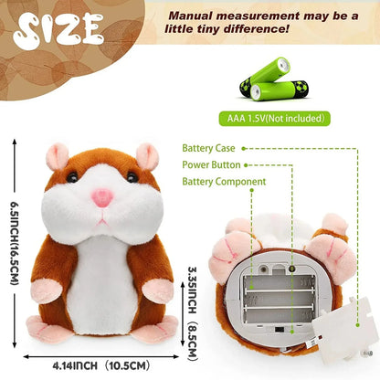 Hamster Doll Soothing Crying Baby Toy, Learn To Imitate Talking Little Hamster, Animal Plush Funny Toy Talking Nod Gift
