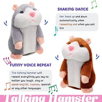Hamster Doll Soothing Crying Baby Toy, Learn To Imitate Talking Little Hamster, Animal Plush Funny Toy Talking Nod Gift