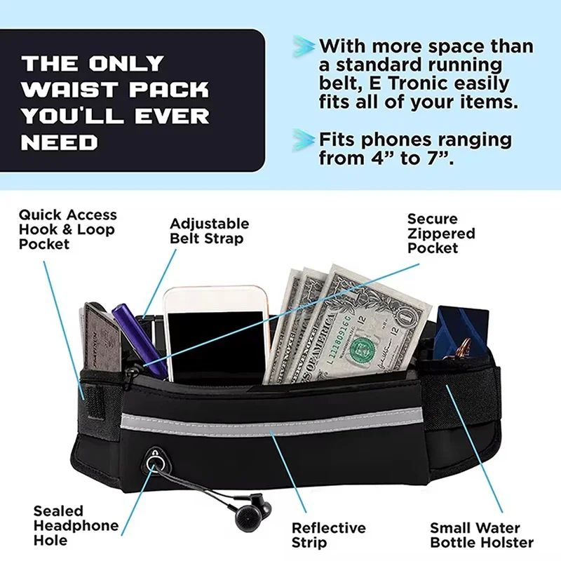 Hands Free Dog Leash For Running And Walking With Reflective Waist Bag And Elastic Belt 1