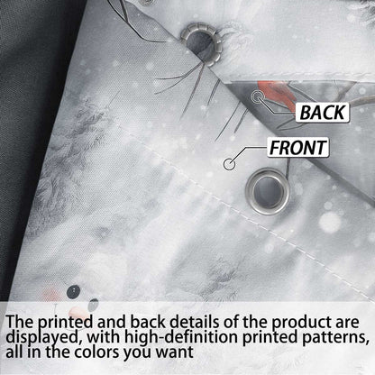 Christmas White Snowman Shower Curtain with Hooks, Waterproof Shower Partition Curtain