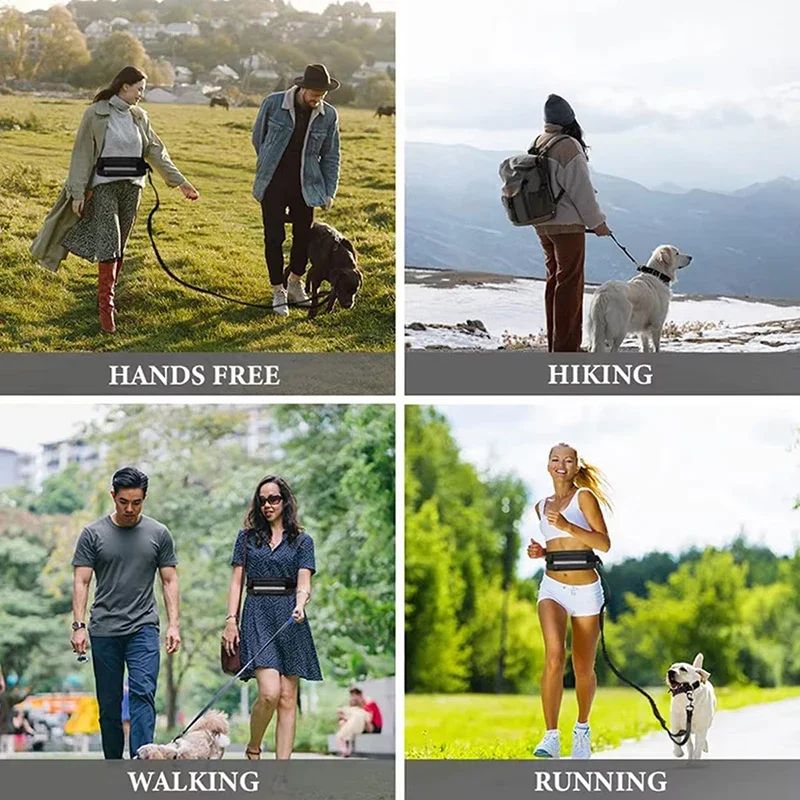 Hands Free Dog Leash For Running And Walking With Reflective Waist Bag And Elastic Belt 6