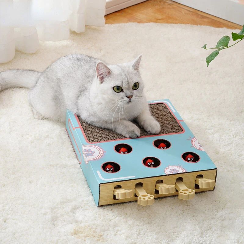 Whack A Mole Cat Toy Interactive Scratching Board And Claw Grinding Play Box 1