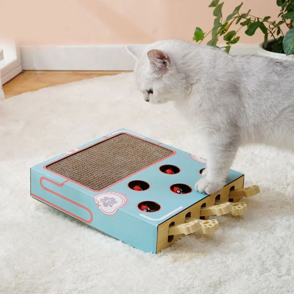 Whack A Mole Cat Toy Interactive Scratching Board And Claw Grinding Play Box 11