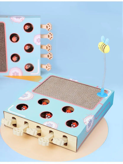 Whack A Mole Cat Toy Interactive Scratching Board And Claw Grinding Play Box 13
