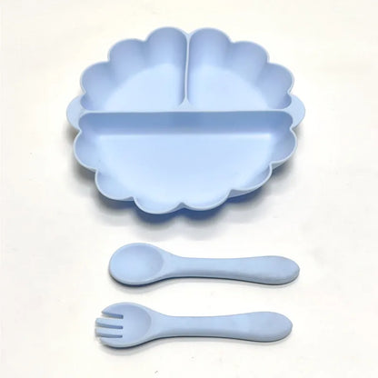 Children's Silicone Dinner Plate Set, Fruit Plate with Convenient Desktop Adsorption, Safe Tableware