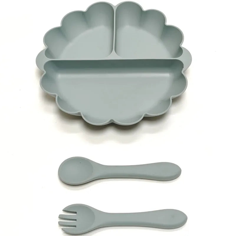 Childrens Silicone Dinner Plate Set Fruit Plate With Convenient Desktop Adsorption Safe Tableware 1