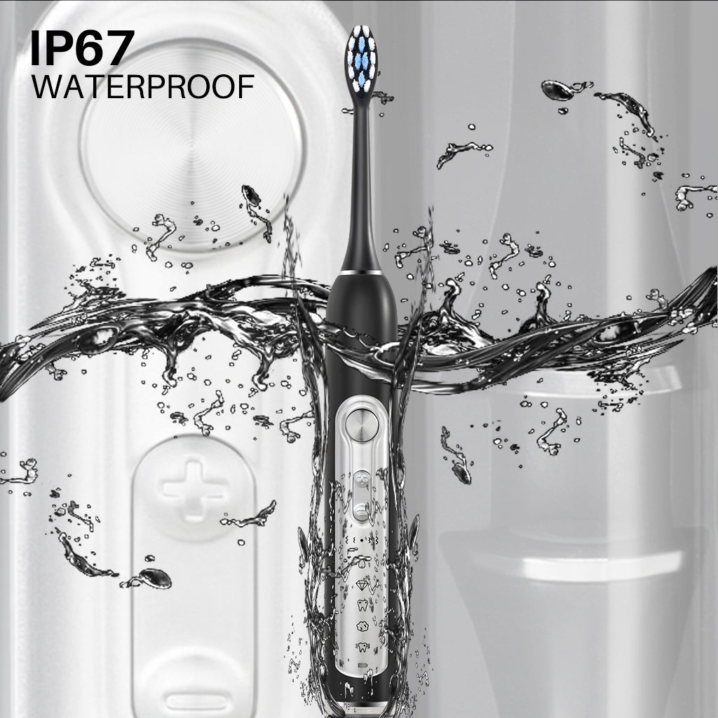 Super Sonic Whitening Toothbrush For Adults Kids Timer Smart IPX7 Waterproof Replaceable Heads Set 2