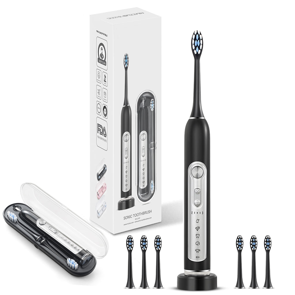 Super Sonic Whitening Toothbrush For Adults Kids Timer Smart IPX7 Waterproof Replaceable Heads Set 3