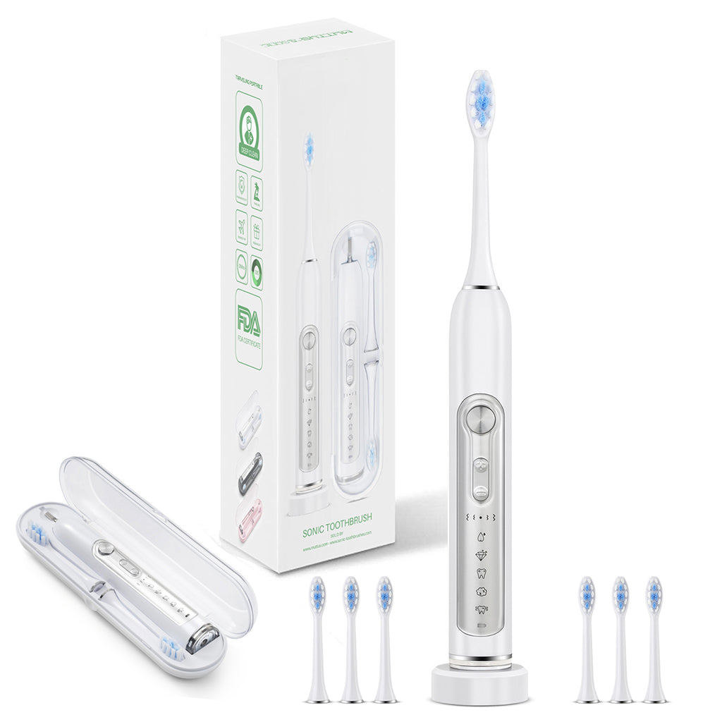 Super Sonic Whitening Toothbrush For Adults Kids Timer Smart IPX7 Waterproof Replaceable Heads Set 5