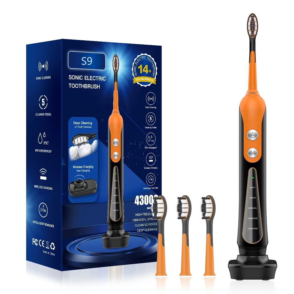Sonic Electric Toothbrush, Cordless USB Rechargeable Whitening Automatic Tooth Brush, Waterproof Ultrasonic Cleaner