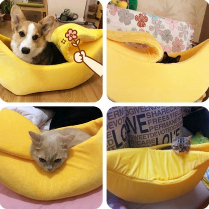 Winter Banana Cat Bed Cute Cozy Pet House Warm Portable Cat And Dog Cushion 4