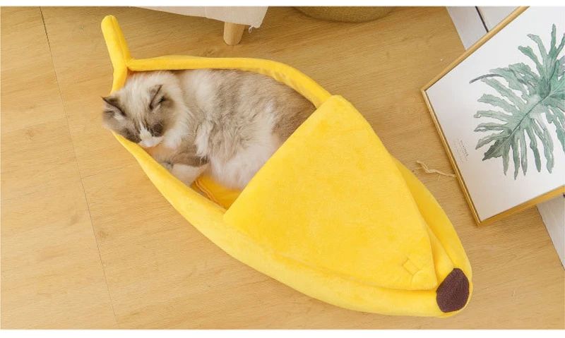 Winter Banana Cat Bed Cute Cozy Pet House Warm Portable Cat And Dog Cushion 5
