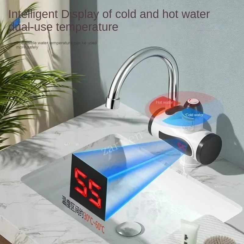 3000W Electric Instant Hot Water Faucet Tankless Kitchen Water Heater Tap With LED Temperature Disp 1