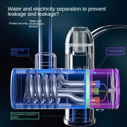 3000W Electric Instant Hot Water Faucet Tankless Kitchen Water Heater Tap With LED Temperature Disp 2