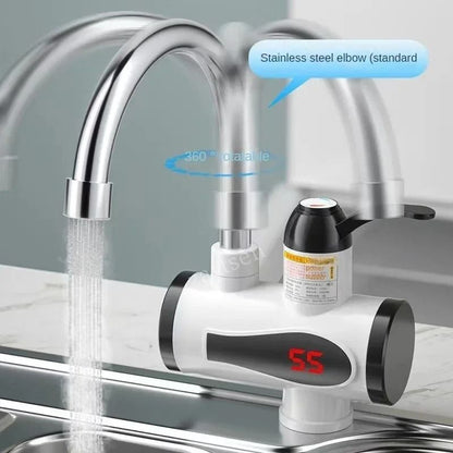 3000W Electric Instant Hot Water Faucet Tankless Kitchen Water Heater Tap With LED Temperature Disp 3
